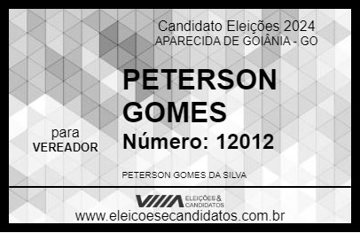 Candidato PETERSON GOMES 2024 - APARECIDA DE GOIÂNIA - Eleições