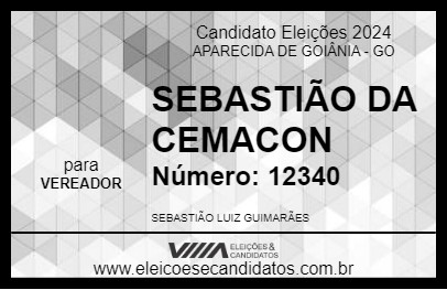 Candidato SEBASTIÃO DA CEMACON 2024 - APARECIDA DE GOIÂNIA - Eleições