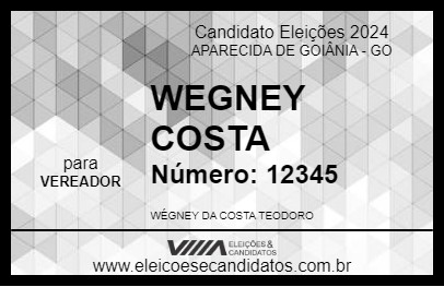 Candidato WEGNEY COSTA 2024 - APARECIDA DE GOIÂNIA - Eleições