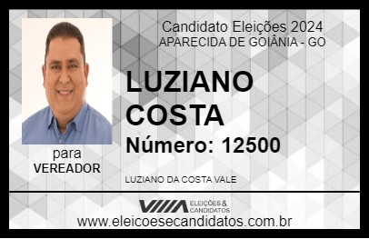 Candidato LUZIANO COSTA 2024 - APARECIDA DE GOIÂNIA - Eleições