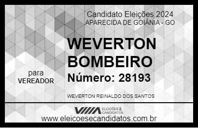 Candidato WEVERTON BOMBEIRO 2024 - APARECIDA DE GOIÂNIA - Eleições