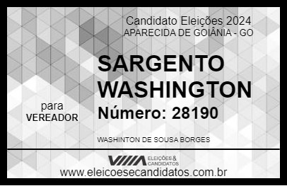 Candidato SARGENTO WASHINGTON 2024 - APARECIDA DE GOIÂNIA - Eleições