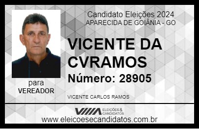 Candidato VICENTE DA CVRAMOS 2024 - APARECIDA DE GOIÂNIA - Eleições