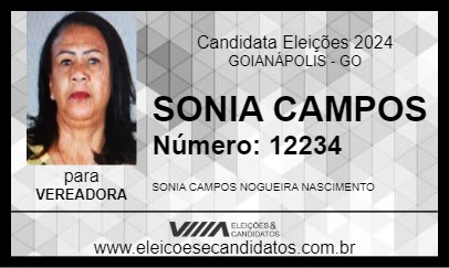 Candidato SONIA CAMPOS 2024 - GOIANÁPOLIS - Eleições