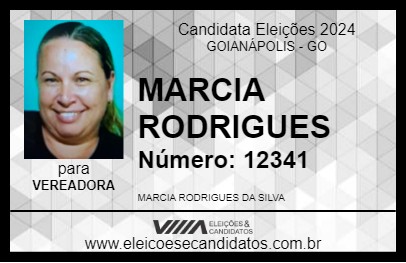 Candidato MARCIA RODRIGUES 2024 - GOIANÁPOLIS - Eleições