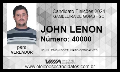 Candidato JOHN LENON 2024 - GAMELEIRA DE GOIÁS - Eleições