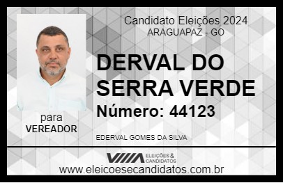 Candidato DERVAL DO SERRA VERDE 2024 - ARAGUAPAZ - Eleições