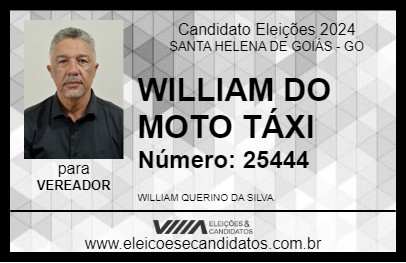 Candidato WILLIAM DO MOTO TÁXI 2024 - SANTA HELENA DE GOIÁS - Eleições