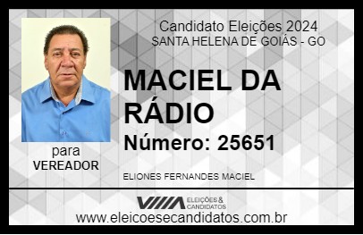 Candidato MACIEL DA RÁDIO 2024 - SANTA HELENA DE GOIÁS - Eleições