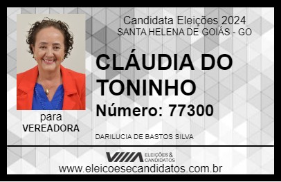 Candidato CLÁUDIA DO TONINHO 2024 - SANTA HELENA DE GOIÁS - Eleições