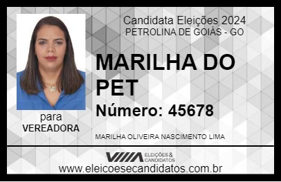 Candidato MARILHA DO PET 2024 - PETROLINA DE GOIÁS - Eleições