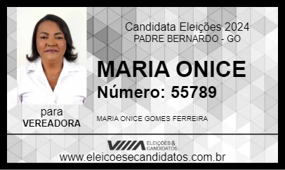 Candidato MARIA ONICE 2024 - PADRE BERNARDO - Eleições