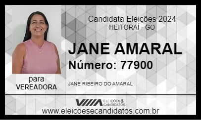 Candidato JANE AMARAL 2024 - HEITORAÍ - Eleições