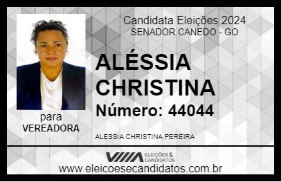 Candidato ALÉSSIA CHRISTINA 2024 - SENADOR CANEDO - Eleições