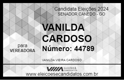 Candidato VANILDA CARDOSO 2024 - SENADOR CANEDO - Eleições