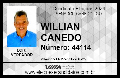 Candidato WILLIAN CANEDO 2024 - SENADOR CANEDO - Eleições