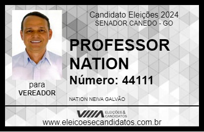 Candidato PROFESSOR NATION 2024 - SENADOR CANEDO - Eleições