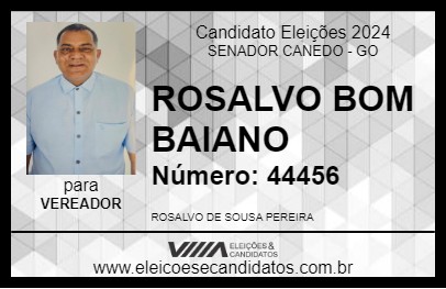 Candidato ROSALVO BOM BAIANO 2024 - SENADOR CANEDO - Eleições