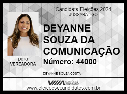 Candidato DEYANNE SOUZA DA COMUNICAÇÃO 2024 - JUSSARA - Eleições