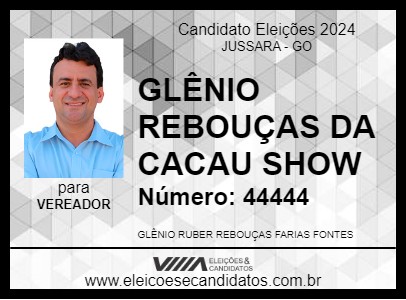 Candidato GLÊNIO REBOUÇAS DA CACAU SHOW 2024 - JUSSARA - Eleições