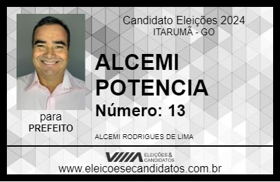 Candidato ALCEMI POTENCIA 2024 - ITARUMÃ - Eleições