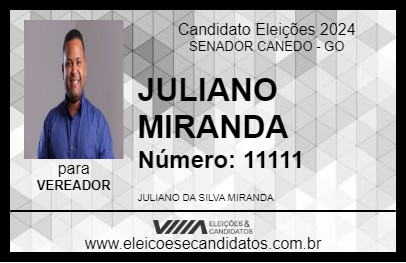 Candidato JULIANO MIRANDA 2024 - SENADOR CANEDO - Eleições