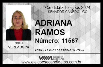 Candidato ADRIANA RAMOS 2024 - SENADOR CANEDO - Eleições