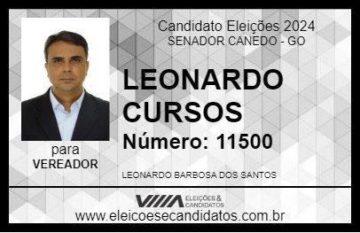 Candidato LEONARDO CURSOS 2024 - SENADOR CANEDO - Eleições