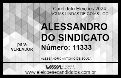 Candidato ALESSANDRO DO SINDICATO 2024 - ÁGUAS LINDAS DE GOIÁS - Eleições