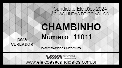 Candidato CHAMBINHO 2024 - ÁGUAS LINDAS DE GOIÁS - Eleições