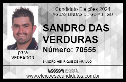 Candidato SANDRO DAS VERDURAS 2024 - ÁGUAS LINDAS DE GOIÁS - Eleições