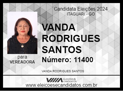 Candidato VANDA RODRIGUES SANTOS 2024 - ITAGUARI - Eleições