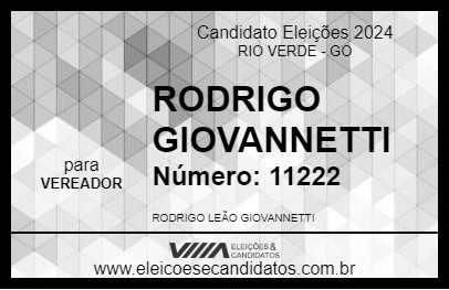 Candidato RODRIGO GIOVANNETTI 2024 - RIO VERDE - Eleições