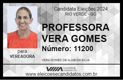 Candidato PROFESSORA VERA GOMES 2024 - RIO VERDE - Eleições