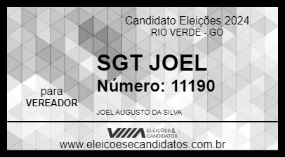 Candidato SGT JOEL 2024 - RIO VERDE - Eleições