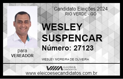 Candidato WESLEY SUSPENCAR 2024 - RIO VERDE - Eleições