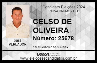 Candidato CELSO DE OLIVEIRA 2024 - NOVA CRIXÁS - Eleições