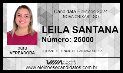 Candidato LEILA SANTANA 2024 - NOVA CRIXÁS - Eleições