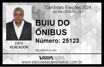 Candidato BUIU DO ÔNIBUS 2024 - NOVA CRIXÁS - Eleições