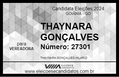 Candidato THAYNARA GONÇALVES  2024 - GOIÂNIA - Eleições