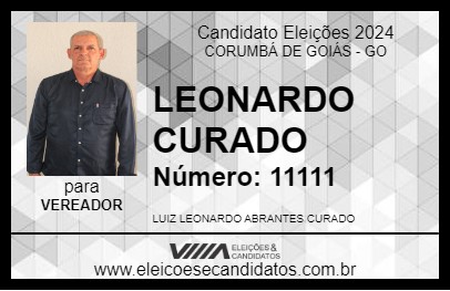 Candidato LEONARDO CURADO 2024 - CORUMBÁ DE GOIÁS - Eleições