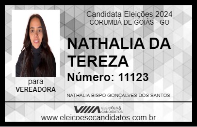 Candidato NATHALIA DA TEREZA 2024 - CORUMBÁ DE GOIÁS - Eleições