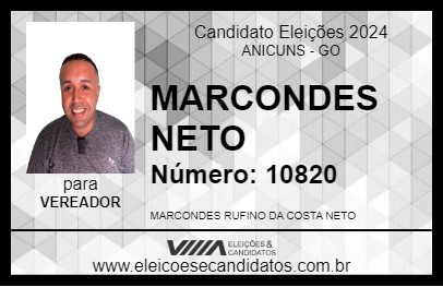 Candidato MARCONDES NETO 2024 - ANICUNS - Eleições