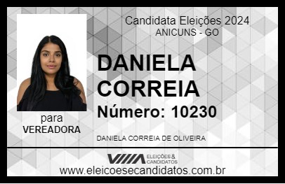 Candidato DANIELA CORREIA 2024 - ANICUNS - Eleições