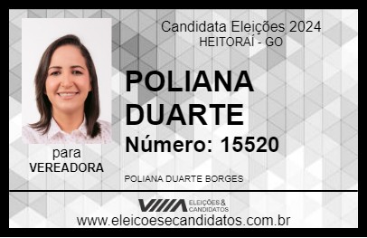 Candidato POLIANA DUARTE 2024 - HEITORAÍ - Eleições