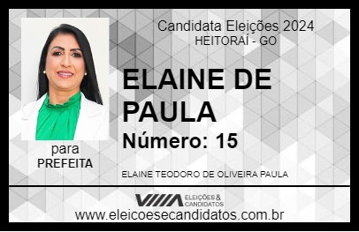 Candidato ELAINE DE PAULA 2024 - HEITORAÍ - Eleições