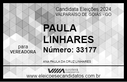 Candidato PAULA LINHARES 2024 - VALPARAÍSO DE GOIÁS - Eleições