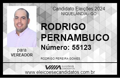 Candidato RODRIGO PERNAMBUCO 2024 - NIQUELÂNDIA - Eleições