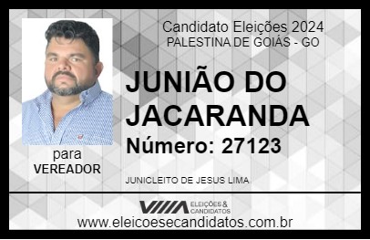 Candidato JUNIÃO DO JACARANDA 2024 - PALESTINA DE GOIÁS - Eleições