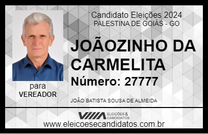 Candidato JOÃOZINHO DA CARMELITA 2024 - PALESTINA DE GOIÁS - Eleições